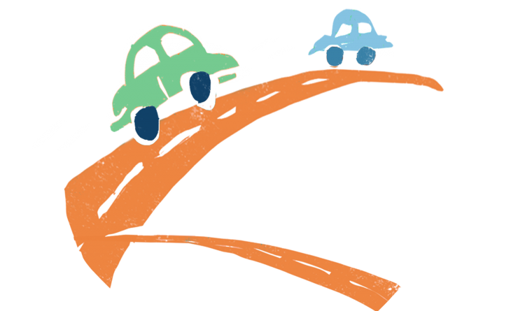 Illustration of cars driving on a road
