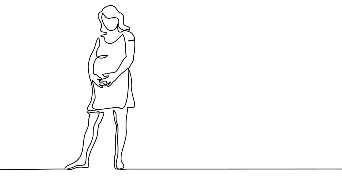 Line drawing of pregnant woman