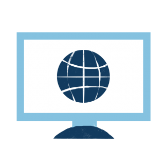 A computer monitor with a globe pictured in it. 