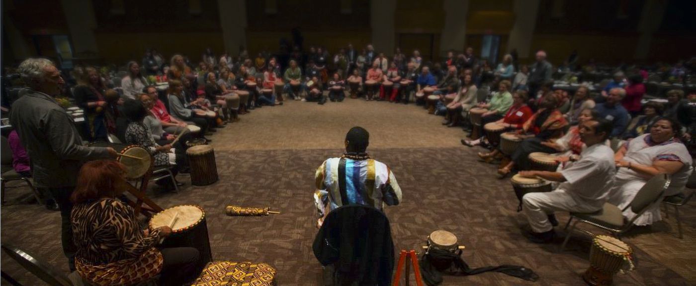 A drum circle at a Building Resilience Event.