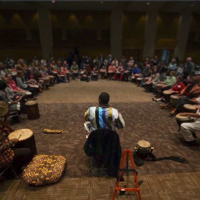 A drum circle at a Building Resilience Event.